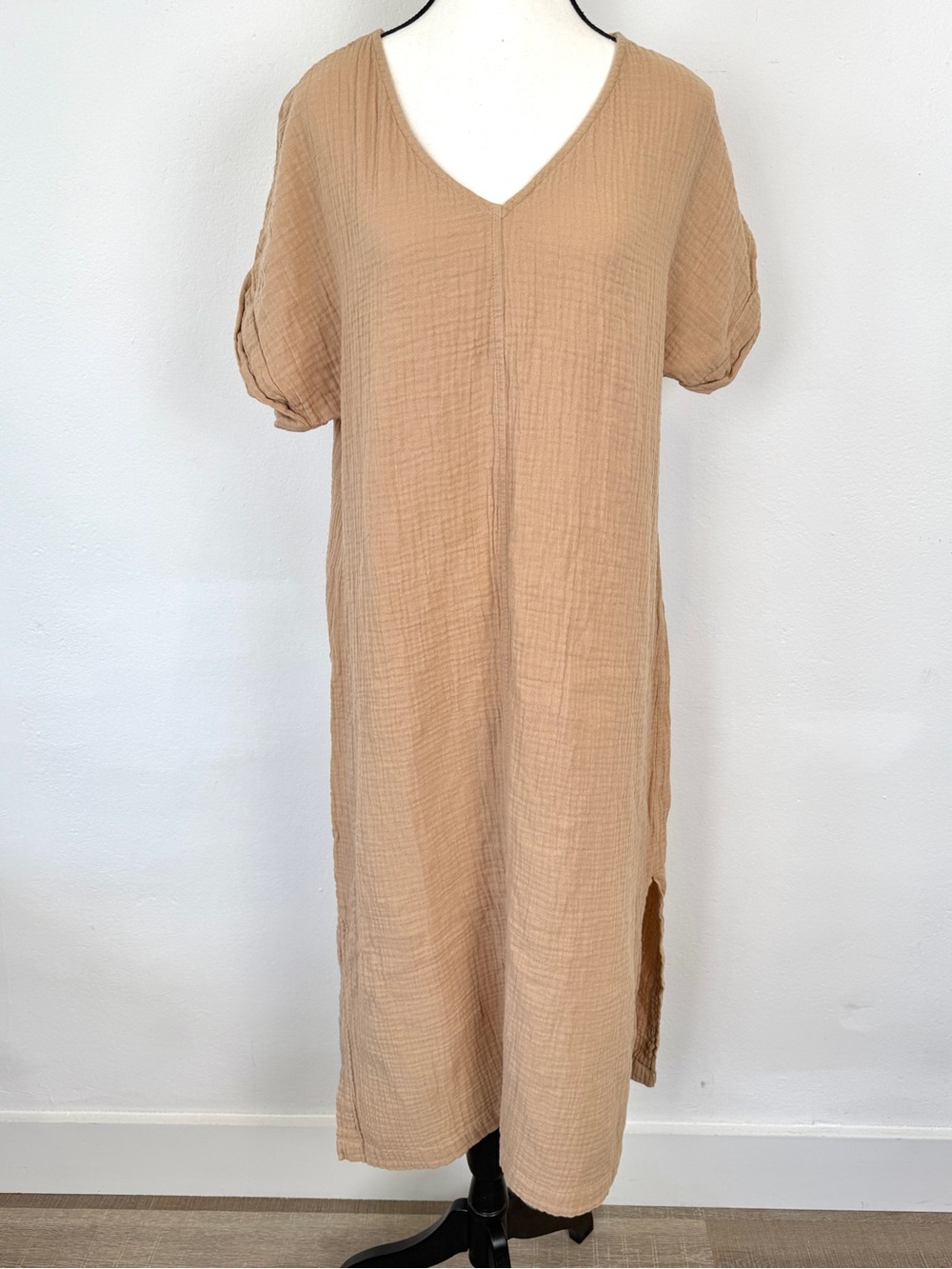 Faherty Size M/L Dream Cotton Maggie Dress Organic Cotton Dusty Rose Midi Dress